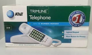 Vintage At&t Trimline Telephone Model 210 - In - Box White