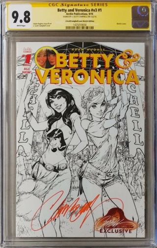 Betty & Veronica 1 J Scott Campbell Exclusive Variant Cgc 9.  8 Archie Signature