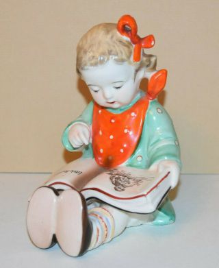 Hummel Like Bookworm Girl 5 3/4 " Little Red Riding Hood Book Made In Japan