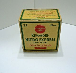 Vintage Remington - Kleanbore Nitro Express 10 Gauge Shot Shells Empty Box