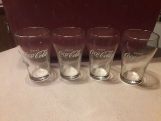 Vintage Drink Coca Cola Set Of 4,  5/6 Oz Soda Fountain Glasses.
