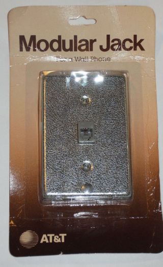 Vintage 1983 At&t Modular Jack For Wall Phone Metal Faceplate Usa