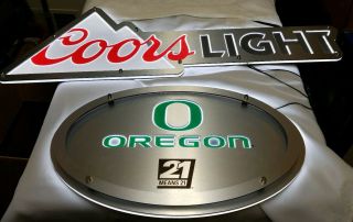 Coors Light / Oregon Led Neon Light 2 Piece " Must Be 21 Sign " Man Cave Bar