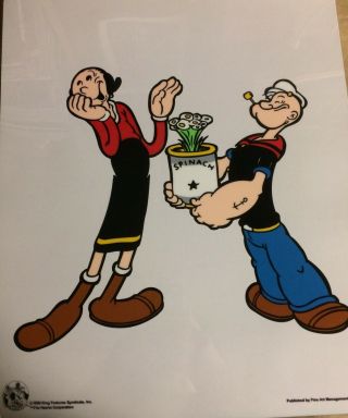 Artlove Story Cartoon Popeye And Olive Oyl Sericel With Flowers In A Spinach Can
