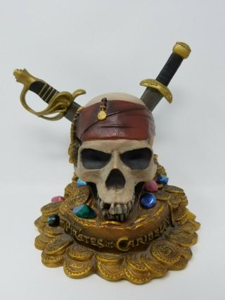 Disney Store Pirates Of The Caribbean Skull & Daggers Swords Coin Bank 9 " Tall