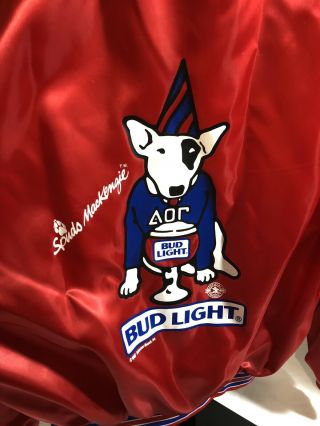 Vintage Spuds Mckenzie Bud Light Red Satin Jacket Large Budweiser Breweriana
