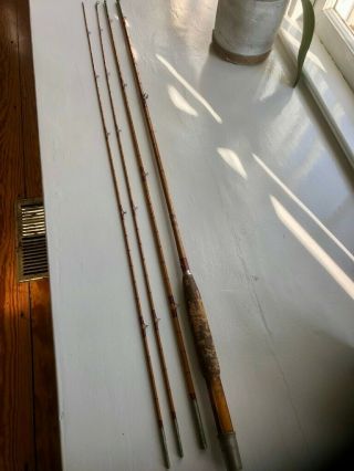 Vintage Bamboo Fly Rod,  3 Piece W/ Two Tips