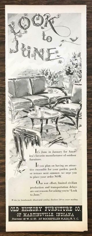 1945 Old Hickory Outdoor Furniture Martinsville In Print Ad Look To June
