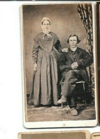 Hummelstown 1870s Cdv Photo Austere Couple Man & Wife By M E Bare