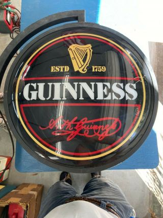 Guinness Double Faced Globe Beer Pub Lighted Bar Sign