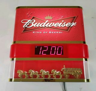 Anheuser Busch Lighted Beer Budweiser Clydesdale Showcase Digital Clock Sign