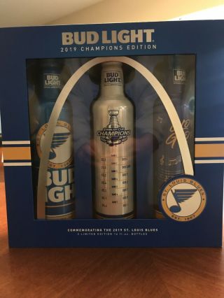 St.  Louis Blues 2019 Stanley Cup Champions Bud Light Bottles 3 - Pack Ltd 10,  000