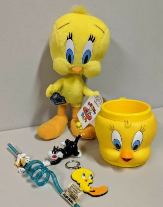 1994 Vintage Applause Wb Looney Tunes 10 " Tweety Bird Plush And Gift Pack