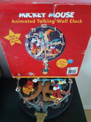 Disney Mickey Mouse Animated Talking Wall Clock Donald Duck Missing Pendulum