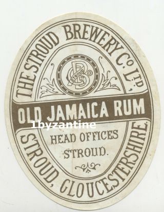 Stroud Brewery Bottle Label 1900 Old Jamaica Rum Gloucestshire Beer Drink Advert