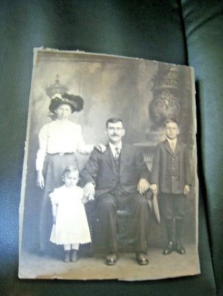 Vintage Cabinet Photo - Family Group - 8 " X 6 "