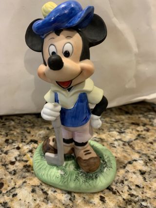 Vintage 7 Inch Mickey Mouse Ceramic Golf Statue
