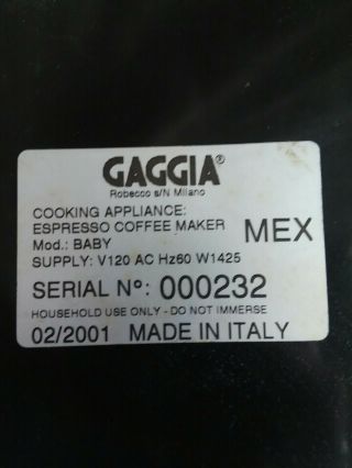 Vintage Baby Gaggia Espresso Machine - Made In Italy 2