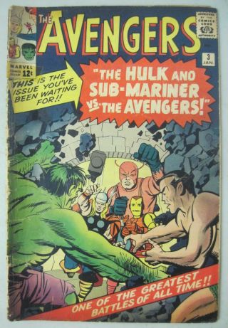 Avengers 3 Marvel Comics 1964 Stan Lee Jack Kirby The Avengers Meet Sub - Mariner