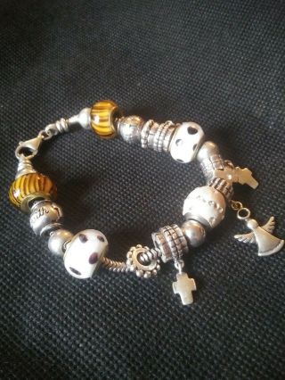 Vintage Pandora Bracelet With 19 Charms Sterling Silver 8in