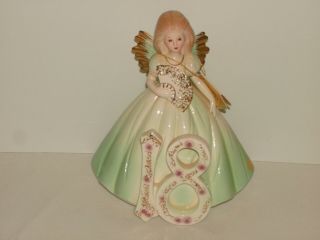 Vintage Josef Originals 18th Birthday Angel Ceramic Figurine With Sticker & Tag