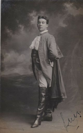 Old Photo Handsome Man Fancy Dress Hat Leith Scotland Signed Named Milne 1910 F8