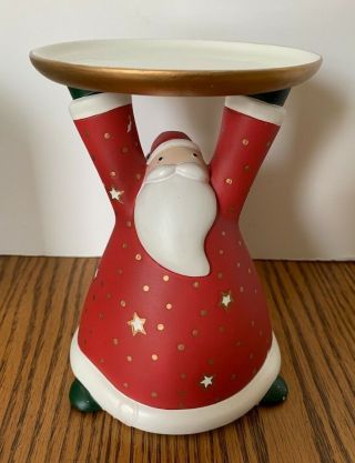 Partylite Holiday Cheer Pillar Candle Holder P9631 Santa Christmas Collectable