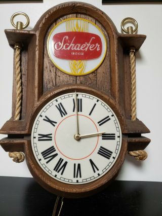 Vintage Nautical Schaefer Beer Light Up Wall Clock Lighted