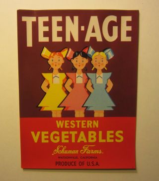 Of 25 Old Vintage Teen - Age Vegetable Labels - Teenage Girls