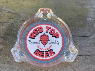 Old Red Top Cincinnati Unusual Quality Beer Glass Bar Advertising Ashtray