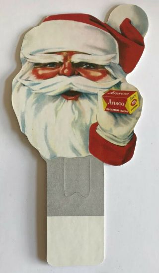 Vintage 1960s Ansco Cardboard Santa Advertising Anscochrome Color Film