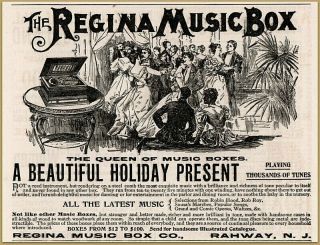 1895 D Regina Music Box Party Dancers Holiday Present Print Ad