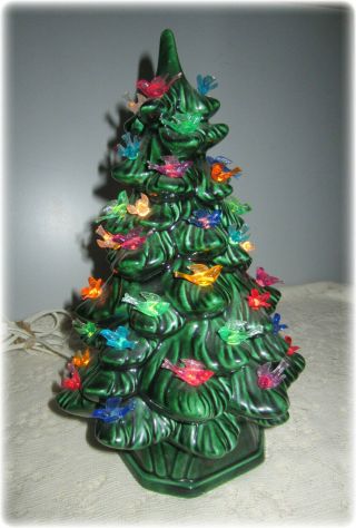 Vintage Ceramic Christmas Tree With Birds