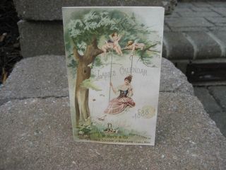 Victorian 1888 E.  W.  Hoyt German Perfume Trade Card Ladies Calendar