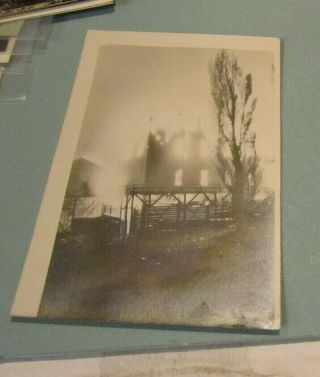 1910 Era House On Fire Rppc Real Photo Postcard Vintage Disaster Destruction