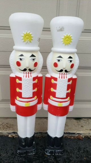 2 Vintage 30 " Union Nut Cracker Toy Soldier Christmas Holiday Blow Mold