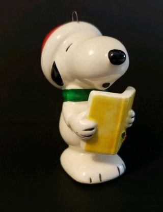 Vintage Peanuts Christmas Caroling Snoopy Ceramic Ornament Figurine