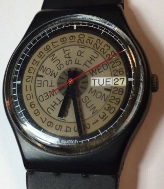 1988 Vintage Swatch Watch Gb713 Tickertape Exc