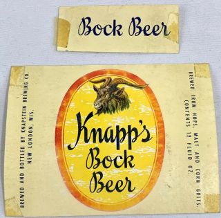 Knapp’s Bock Beer Label Knapstein Brewing London Wisconsin 12oz Ram Goat