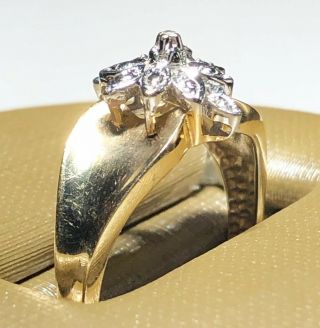 VINTAGE 10K SOLID YELLOW GOLD AND DIAMOND COCKTAIL RING 2.  5g SIZE 6 “THI” 2