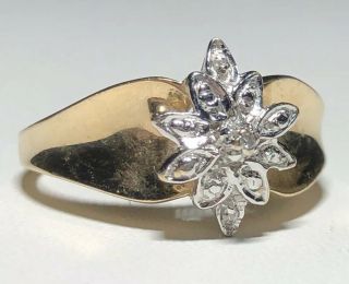VINTAGE 10K SOLID YELLOW GOLD AND DIAMOND COCKTAIL RING 2.  5g SIZE 6 “THI” 3
