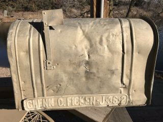 Vintage Very Large Galvanized Steel Old Rustic Rural Farm Mailbox