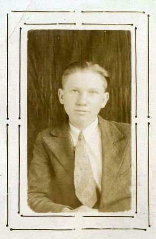 Mm855 Vtg Photo School Boy In Suit & Tie C 1930 