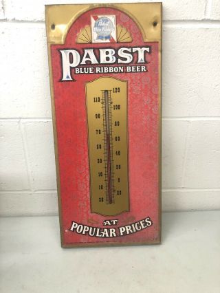 Vintage Advertising Pabst Blue Ribbon Beer Tin Thermometer Sign Breweriana Pbr