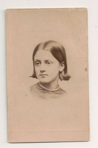 Vintage Cdv Civil War Era Tax Stamp Young Lady Black & Case Photo Boston Mass.