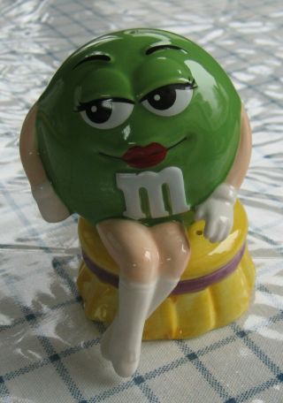 1997 Mars Green M&m Sitting On Chair Salt And Pepper Shakers -