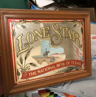 Lone Star Beer Glass Mirror Texas Cowboy