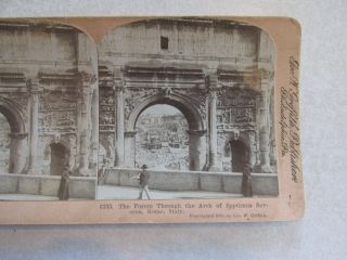 116 Stereoview Photo Card Forum Through The Arch Of Septimus Severus Rome Italy