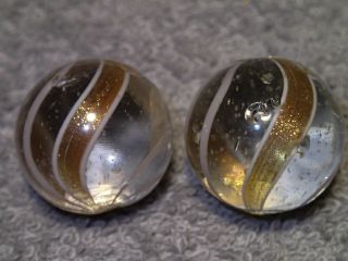 7/8 " Vintage German Hand Made Transparent Clear Banded Lutz Marble