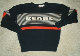 Vtg 80s Pro Line Cliff Engle Chicago Bears Sweater Wool Mens Sz L/xl Ditka Era